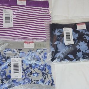 Cacique Purple Striped and Blue Floral Underwear BUNDLE-(3 pairs) Size 18-20